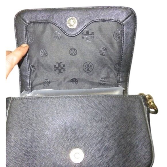 TORY BURCH Fleming Black Structured Quilted leather flap chain crossbody handbag - Picture 10 of 14